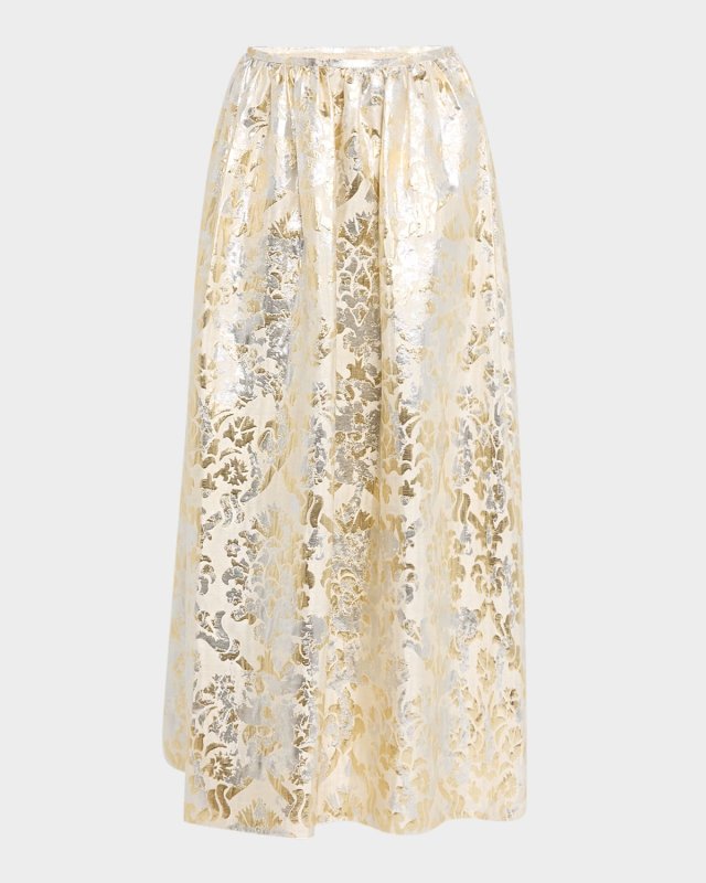 A-Line Metallic Jacquard Maxi Skirt